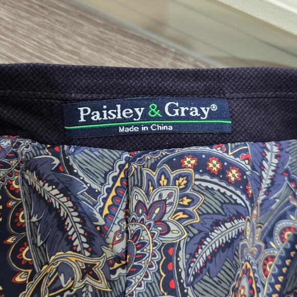 Paisley & Gray Slim Fit Purple Blazer with Black Lapel 44R - Picture 6 of 11